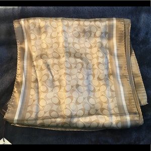 Coach Oblong Silk Khaki/Toffee Scarf